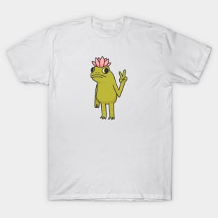 A little crazy frog shows peace gesture T-Shirt